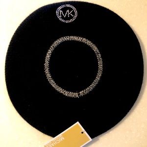 NWT Michael Kors knit beret hat, black/rhinestone